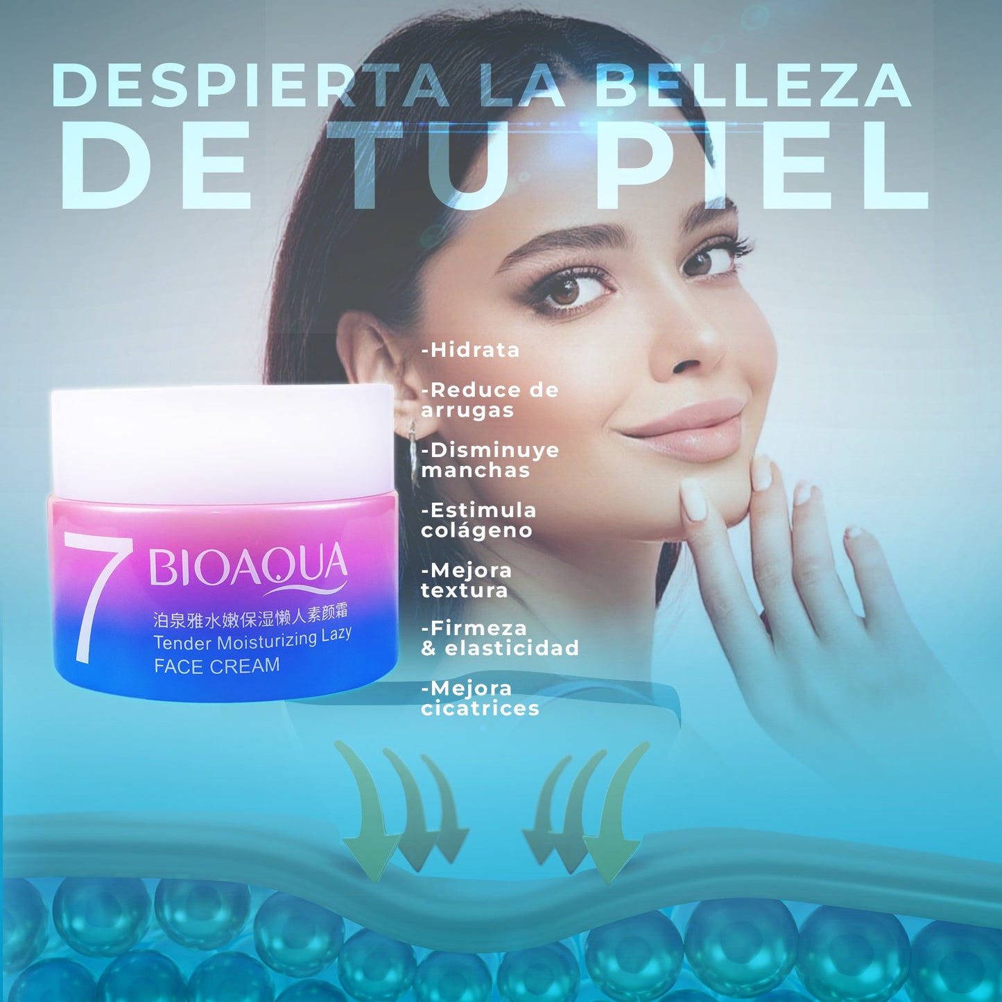 Crema Hidratante 7 Vegana Acido Hialuronico Bioaqua